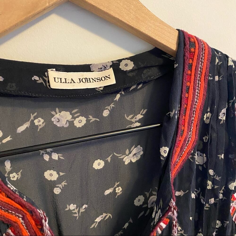 Ulla Johnson Black Red Silk Embroidered Mini Dress 2 - Picture 8 of 15